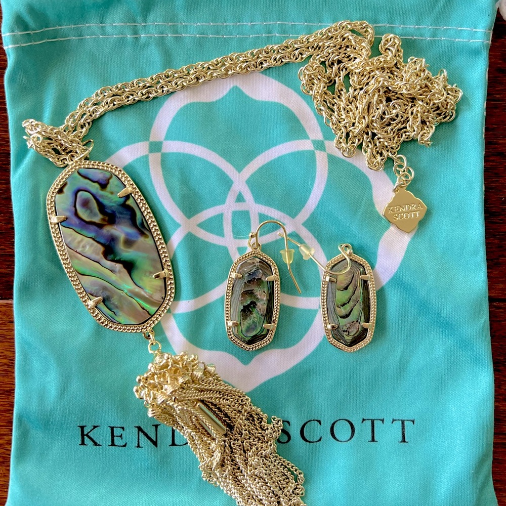 Kendra Scott Abalone Shell Earrings & Necklace
